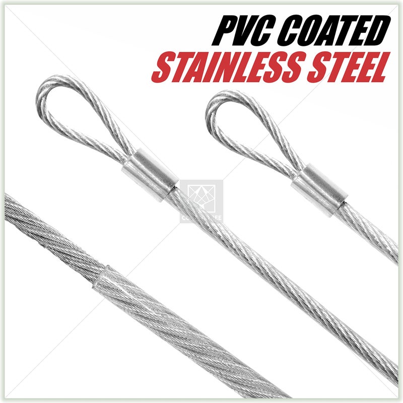 ColourTree 48 Feet (12ft x 4) PVC Coated Stainless Steel Metal Wire Cable Ropes Hardware Kits for Square and Rectangle Sun Shade Sail Canopy â€Š- Commercial Standard Heavy Duty - Image 4